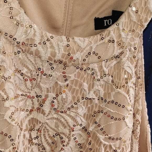 Roz&Ali Occasion Dress, size 2, Nude in color with rose gold sequins - Picture 1 of 4